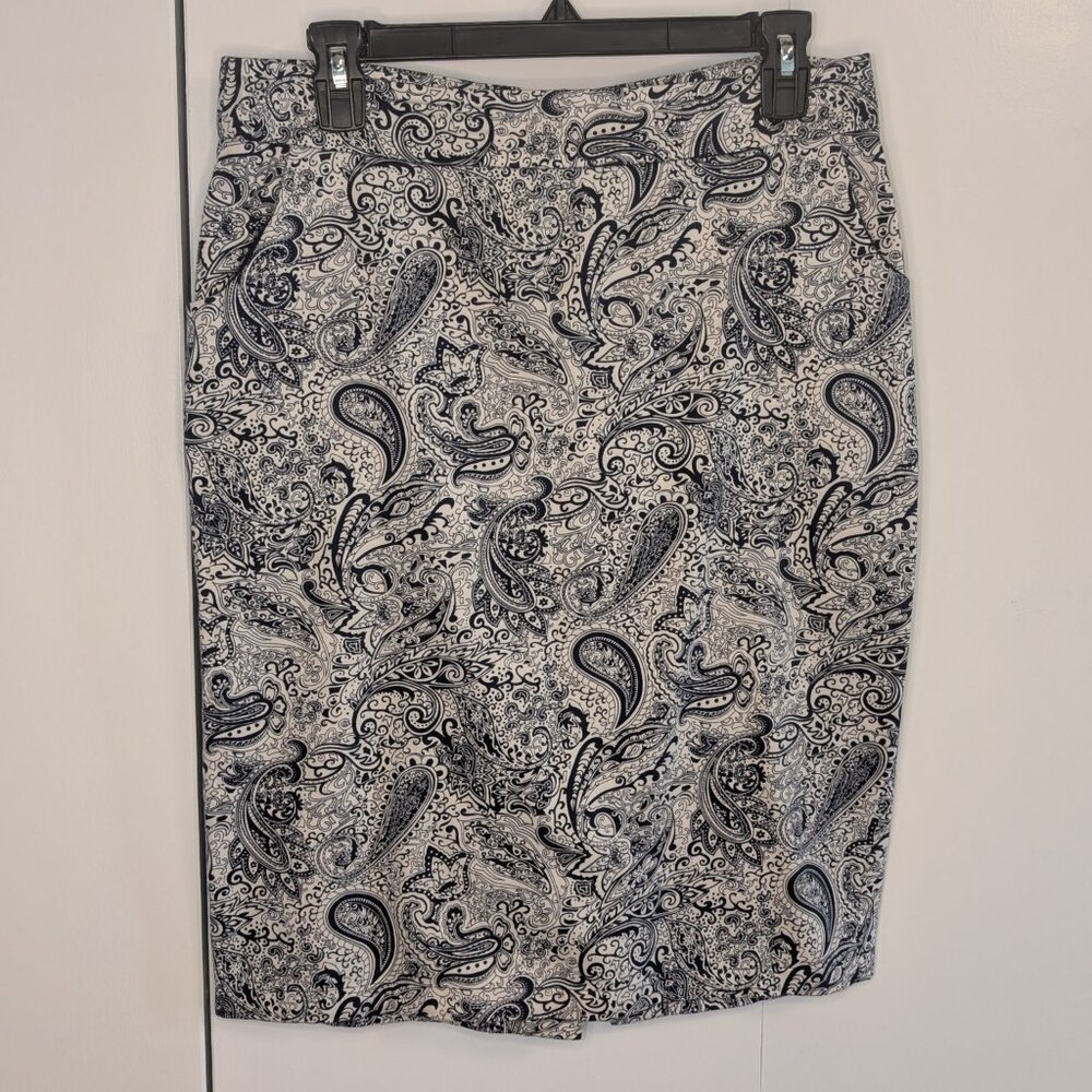 Mikarose Blue/White Paisley Skirt Sz M
